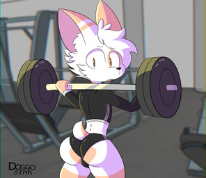 anthro athletic_wear big_butt big_ears black_clothing black_nose brown_eyes bubble_butt bulge butt butt_heart clothed clothing detailed_background embarrassed exercise exercise_clothing femboy fur gym hair inner_ear_fluff male multicolored_body partially_clothed rear_view short_tail solo tail tan_body tan_fur tan_tail thick_thighs training tuft weightlifting white_body white_fur white_hair wide_hips workout doggostar adidas winter_kindreon canid canine canis domestic_dog herding_dog mammal pastoral_dog welsh_corgi absurd_res hi_res