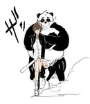 anthro balls belly black_body blush clothing duo eyes_closed genitals kemono male overweight overweight_male penis shirt text topwear white_body chisa_sa bear giant_panda mammal 2016 japanese_text