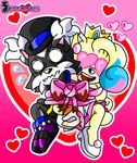 black_body black_fur blue_hair bow_ribbon clothing crown duo ear_piercing female fur hair hand_holding hat headgear headwear heart_eyes heart_symbol male piercing pink_hair scared yellow_body yellow_fur eggbot15 sega sonic_the_hedgehog_(series) 15_(eggbot15) fan_character princess_(eggbot15) darkling domestic_cat eulipotyphlan felid feline felis hedgehog mammal absurd_res digital_media_(artwork) hi_res