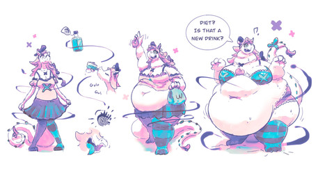 3_toes 4_fingers accessory anthro asking asking_another belly big_belly big_breasts blouse blue_bra blue_clothing blue_legwear blue_stockings blue_underwear bodily_fluids bottomwear bow_ribbon bra breasts cleavage clothed clothed_anthro clothed_female clothing deep_navel dessert doughnut drinking drinking_potion eyelashes fat_neck feet female female_anthro fingers flying_sweatdrops food furgonomics gesture gulp_(sound_effect) hair holding_donut holding_food holding_object huge_belly hypnosis hypnotic_eyes legwear long_hair magic mind_control morbidly_obese morbidly_obese_anthro morbidly_obese_female navel obese obese_anthro obese_female overweight overweight_anthro overweight_female panties pantsless pantsless_anthro pantsless_female partially_clothed partially_clothed_anthro partially_clothed_female pastry pleated_skirt potion potion_bottle purple_clothing purple_legwear purple_panties purple_stockings purple_underwear ribbons shirtless shirtless_anthro shirtless_female skirt snout solo stockings swallowing sweat sweatdrop sweaty_belly sweaty_legs sweaty_neck sweaty_thighs tail tail_accessory tail_bow tail_ribbon tail_tuft text thick_tail thick_thighs toes topwear tuft undersized_clothing undersized_topwear underwear waving weight_gain miluinaoxie mythology wcdonald's dragon mythological_creature mythological_scalie scalie 2022 colored_sketch cool_colors english_description english_text hi_res partially_colored sequence sketch