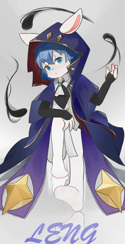 4_fingers anthro armwear bent_leg black_clothing black_nose black_topwear blue_eyes blue_hair bottomless bottomless_anthro bottomless_male circle_eyebrows clothed clothing elbow_gloves eyebrow_through_hair eyebrows feet fingers foot_fetish foot_focus fur gem gloves hair hand_on_knee hand_on_leg handwear hooded_cloak legwear long_ears long_sleeves looking_at_viewer magic magic_user magician magician_robe male naturally_censored necktie open_clothing open_topwear open_vest pawpads pink_inner_ear pink_pawpads rabbit_ears reflective_floor simple_background solo spell star stockings straight_leg tassels teasing_with_feet text tights topwear translucent translucent_clothing translucent_hair translucent_legwear translucent_stockings translucent_tights vest white_background white_body white_clothing white_ears white_fur white_topwear young young_anthro young_male traumerei lagomorph leporid mammal rabbit hi_res