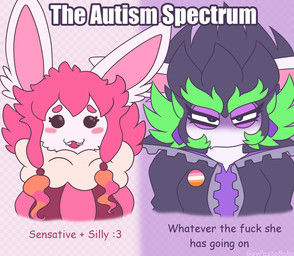 :3 accessory amethyst_(gem) anthro badge beads beady_eyes black_clothing black_eyes black_hair black_jacket black_topwear blue_pupils buckteeth checkered checkered_background cheek_tuft clothed clothed_anthro clothed_female clothing duo ear_piercing ear_tuft eyebrows facial_tuft female fur gem green_eyebrows green_hair hair hair_accessory hair_beads jacket lesbian_pride_colors lgbt_pride long_ears looking_at_viewer mouthless narrowed_eyes neck_tuft noseless open_clothing open_jacket open_topwear pattern_background piercing pink_clothing pink_hair pink_inner_ear pink_mouth pink_shirt pink_topwear pride_colors profanity pupils purple_clothing purple_ear_piercing purple_eyelids purple_shirt purple_topwear red_clothing red_topwear red_vest shadow_face shirt short_hair simple_background spiky_hair squint star_pupils tan_body tan_fur teeth text thick_eyebrows topwear torn_clothing torn_shirt torn_topwear tuft vest white_body white_fur gaypastabake mario_plus_rabbids_sparks_of_hope nintendo raving_rabbids rayman_(series) ubisoft edge_(mario_plus_rabbids) fan_character popsicle_(gaypastabake) lagomorph mammal rabbid 2024 artist_name bust_portrait digital_drawing_(artwork) digital_media_(artwork) english_description english_text flat_colors hi_res portrait