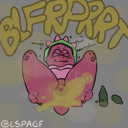 alcohol_bottle anthro anus balls beverage_bottle blush bottle butt container darkened_balls darkened_genitalia darkened_penis drunk electronics fart fart_cloud fart_fetish genitals headphones lying male on_back onomatopoeia pawpads penis presenting raised_leg raising_leg slightly_chubby solo sound_effects spread_butt spreading substance_intoxication tail text lspagf gameoverse glitch_productions gobbles_(gameoverse) dinosaur prehistoric_species reptile scalie 1:1 absurd_res hi_res
