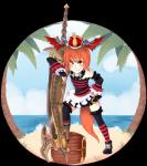 absolute_territory alternative_fashion amputee armor beach bone bottomwear brown_eyes circle clothing cloud crown detailed_background disability dress female fluffy fluffy_tail frill_(anatomy) frilly gloves gold_(metal) greatsword grin hair handwear head_wings headgear hook hook_hand j-fashion legwear lolita_(fashion) looking_at_viewer melee_weapon membrane_(anatomy) membranous_frill orange_hair outside palm_tree pegleg pirate pirate_lolita plant pose prosthetic sand sash seaside simple_background skirt skull sky smile solo standing step_pose stockings sword tail thigh_highs thin_calves thin_legs thin_thighs tiara tomboy transparent_background treasure_chest tree unusual_wing_placement water weapon wings bakerybich tera_online boanoelle animal_humanoid elin humanoid mammal alpha_channel digital_media_(artwork) hi_res male_(lore)