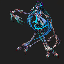 3_fingers blue_hair bottomwear claws clothed clothing cosplay exoskeleton female fingers grey_background hair horror_(theme) looking_at_viewer open_clothing open_shirt open_topwear pleated_skirt red_eyes shirt simple_background skirt solo spikes spikes_(anatomy) standing topwear twintails_(hairstyle) deino_(artist) deino_(modeler) vocaloid yamaha_corporation calne_ca hatsune_miku nato-kun animal_humanoid aquatic aquatic_humanoid arthropod arthropod_humanoid crab_humanoid crustacean crustacean_humanoid humanoid isopod malacostracan 3d_(artwork) autodesk_3ds_max_(artwork) digital_media_(artwork) full-length_portrait portrait