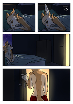 5_fingers anthro athletic athletic_anthro athletic_male bed boxers_(clothing) cheek_tuft chest_tuft clothed clothing dark eyes_closed facial_tuft femboy fingers fur furniture grey_body grey_fur grey_nose inner_ear_fluff male multicolored_body multicolored_fur night pecs pillow sleeping solo star tan_body tan_fur topless tuft two_tone_body two_tone_fur underwear white_body white_fur window yellow_body yellow_fur kateran canid canine fennec_fox fox mammal true_fox comic cover hi_res
