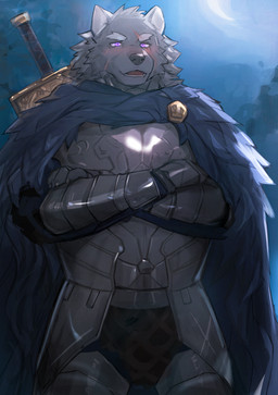 anthro armor black_body black_fur fur male melee_weapon solo sword weapon dr.kiyo elden_ring fromsoftware blaidd_(elden_ring) canid canine canis mammal wolf absurd_res hi_res