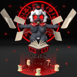 anthro areola bell bell_collar big_breasts black_background black_hooves blood blood_from_eye blood_tears bloody_tears bodily_fluids book breasts candle cape cape_only clothing collar collar_only crown empty_eyes eyelashes female front_view fur genitals gradient_background grey_areola grey_background grey_body grey_fur grey_nipples headgear hooves horn inverted_nipples looking_at_viewer magic magic_circle mostly_nude navel nipples nude occult_symbol pentagram pubes red_cape red_clothing red_eyes red_horn simple_background solo symbol tears thick_thighs vulva white_body white_fur white_pubes wide_hips general_buta cult_of_the_lamb massive_monster_(studio) lamb_(cult_of_the_lamb) red_crown_(cult_of_the_lamb) bovid caprine mammal sheep 1:1 3d_(artwork) digital_media_(artwork)