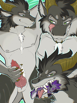 anthro ear_piercing ear_ring fur genitals knot knotted_penis male penis piercing ring_piercing solo teeth tongue tongue_out kabscorner mythology kane_(kanedragon) yeenclave_(enclave_remnant2) dragon furred_dragon furred_scalie mythological_creature mythological_scalie scalie absurd_res hi_res