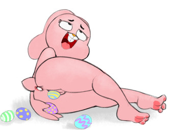anthro buckteeth butt easter_egg egg egg_in_ass egg_in_vagina female fur holidays loli open_mouth oviposition pawpads pink_body pink_fur simple_background solo tail_anus teeth tongue white_background young young_female zambs cartoon_network easter the_amazing_world_of_gumball anais_watterson lagomorph leporid mammal rabbit 2026 4:3 hi_res