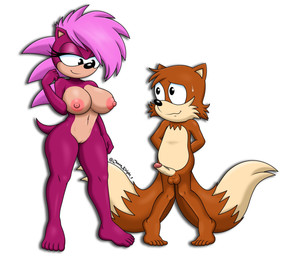 2_tails age_difference anthro anticipation areola balls big_breasts biped bodily_fluids breasts closed_smile drop_shadow duo erection feet female genitals hair hands_behind_back humanoid_feet humanoid_genitalia humanoid_penis imminent_sex larger_female male male/female mouth_closed multi_tail navel nipples nude older_female penis pink_areola pink_hair pink_nipples plantigrade simple_background size_difference smaller_male smile standing sweat sweatdrop tail text toes vein veiny_penis vulva white_background younger_male the_knight adventures_of_sonic_the_hedgehog sega sonic_the_hedgehog_(series) sonic_underground miles_prower sonia_the_hedgehog canid canine eulipotyphlan fox hedgehog mammal english_text hi_res