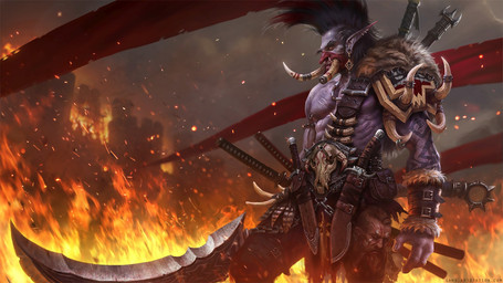 armor axe banner belt_pouch blue_body blue_skin bone bracers castle dagger fantasy_weapon feathers fire furgonomics katana knife kukri leather male melee_weapon not_furry pauldron scabbard sheathed_weapon skull solo sword tattoo tusks weapon samarskiy_(artist) blizzard_entertainment warcraft humanoid mammal troll_(mythology) hi_res