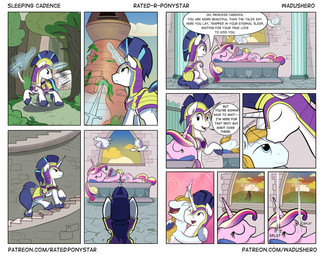 armor blue_eyes castle cutie_mark dialogue duo_focus eyes_closed feathered_wings feathers feces female feral fur grass group hair horn kissing male male/male melee_weapon multicolored_hair outside plant plot_twist road rock sky sleeping smile stairs sun sword text tower tree weapon white_body white_fur window wings wadusher0 friendship_is_magic hasbro my_little_pony mythology patreon prince_blueblood_(mlp) princess_cadance_(mlp) shining_armor_(mlp) avian bird equid equine mammal mythological_creature mythological_equine unicorn winged_unicorn comic digital_media_(artwork) english_text hi_res url