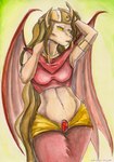 afnet_(clothing) anthro bottomwear breasts clothed clothing cosplay egyptian egyptian_clothing egyptian_headdress female hair headdress long_skirt midriff navel open_mouth red_clothing skirt solo topwear uraeus wings yellow_eyes souleatersaku90 disney disney's_aladdin gargoyles maggie_reed_(gargoyles) mirage_(disney) felid mammal mutate_(gargoyles) 2017 absurd_res hi_res