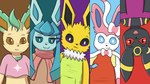 2022 abby_(matachu) anthro black_body blue_background blue_body brown_background clothing comic crop_top eeveelution first_page generation_1_pokemon generation_2_pokemon generation_4_pokemon generation_6_pokemon glaceon green_clothing group jade_(matachu) jolteon leafeon matachu nintendo pink_body pink_clothing pokemon pokemon_(species) purple_background purple_clothing red_background red_clothing samantha_(matachu) semi-anthro shirt sid_(matachu) simple_background stacy_(matachu) sylveon tan_body topwear umbreon white_body yellow_body