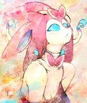 anthro blue_eyes bow_(feature) bow_ribbon clothed clothing female fur hair long_hair solo tail thwillartz nintendo pokemon vince_(thwillartz) eeveelution generation_6_pokemon mammal pokemon_(species) sylveon hi_res