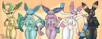 absurd_res anthro areola big_breasts black_areola black_body black_fur black_nipples blue_areola blue_body blue_nipples blush breasts brown_areola brown_nipples canid canine digital_media_(artwork) eeveelution espeon female fur generation_1_pokemon generation_2_pokemon generation_4_pokemon generation_6_pokemon genitals glaceon group hi_res leafeon looking_at_viewer mammal nintendo nipples nude open_mouth pink_areola pink_nipples pokemon pokemon_(species) pussy simple_background sin_cyan06 smile sylveon tail umbreon white_body