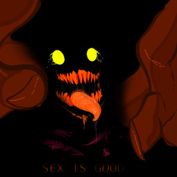 ambiguous_gender anthro bodily_fluids creepy dark fangs female male saliva simple_background solo teeth text tongue tongue_out yellow_eyes doggasaurio dogga demon monster 1:1 absurd_res digital_media_(artwork) hi_res