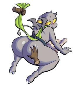 2_horns all_fours ambiguous_anthro ambiguous_gender anthro arm_support belt big_butt brown_body butt butt_grab claws clothed clothing clothing_grab disembodied_hand duo female fingers floppy_ears green_clothing grey_body grey_ears grey_horn grey_tail grey_wings hand_on_butt head_horn horn huge_butt huge_thighs looking_back lop_ears map mouth_closed rear_view simple_background skimpy solo spade_tail tail thick_thighs toe_claws white_background wide_eyed wings yellow_sclera lovetopullmicke bovid imp mammal 2025 absurd_res digital_media_(artwork) hi_res