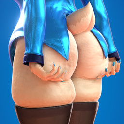 anthro blue_background blue_clothing blue_nails blue_topwear bottomless butt butt_focus clothed clothing colored_nails female fur grey_clothing grey_legwear legwear nails rear_view simple_background solo tan_body tan_fur thick_thighs topwear wide_hips twilightv0ids twilightv0ids_(modeler) deltarune undertale_(series) carol_holiday deer mammal 1:1 3d_(artwork) digital_media_(artwork)