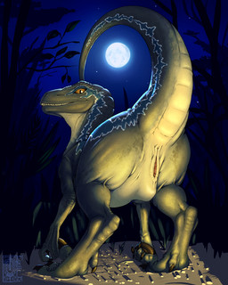 animal_genitalia anus black_claws blue_markings butt claws cloaca detailed_background digitigrade female female_feral feral genitals green_body leaf long_mouth looking_at_viewer looking_back markings moon night no_sclera outside plant presenting presenting_cloaca pubic_boot pupils raised_tail rear_view sharp_teeth sky slit_pupils smile snout solo standing tail teeth vertical_cloaca tyelle_niko jurassic_park jurassic_world universal_studios blue_(jurassic_world) dinosaur dromaeosaurid prehistoric_species reptile saurischian scalie theropod velociraptor 2015 4:5