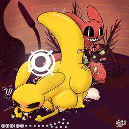 2_toes 3_fingers all_fours ambiguous_fluids anal anal_penetration arched_back belly belly_inflation belly_squish big_belly biped bipedal_feral black_sclera blurred_background blush blush_lines bodily_fluids cross-eyed cum cum_inflation cum_inside cum_on_belly cum_on_body cum_on_ground cum_puddle darkened_sheath directed_motion_outline drooling duo ears_back feet feral fingers food food_fetish food_in_ass food_in_mouth food_inflation food_insertion food_pips_(rain_world) food_play gameplay_mechanics genital_fluids glistening glistening_back glistening_belly glistening_body glistening_ears glistening_skin glistening_tail glistening_thighs glowing grass gui half-closed_eyes holding_object hunger_bar improvised_sex_toy inflation interrobang logo long_sex_toy looking_at_viewer looking_pleasured lying male male/male motion_blur motion_lines motion_onomatopoeia musk narrowed_eyes noodle_arms object_in_ass object_insertion on_front on_grass on_ground onomatopoeia path_lines penetration pivoted_ears plant popcorn popcorn_plant popping pupils raised_tail red_body saliva sex sex_toy sex_toy_in_ass sex_toy_insertion shaking sharp_teeth shivering slit_pupils sound_effects squish squishing_belly stretch_marks sweat sweatdrop sweaty_body sweaty_legs sweaty_thighs tail tears tears_of_pleasure tears_on_cheek teeth text toes tongue tongue_out toying_partner tremble_lines trembling triangle_nose white_pupils wide_tail yellow_body dstitan rain_world videocult hunter_(rain_world) monk_(rain_world) mammal rot_(rain_world) slugcat 1:1 2026 absurd_res artist_logo artist_name colored digital_drawing_(artwork) digital_media_(artwork) english_description english_text hi_res shaded signature