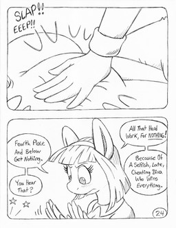 angry anthro big_butt blush blush_lines butt butt_slap dialogue duo eep eyelashes female horn nude nude_anthro nude_female pain salon slap spa spanking speech_bubble tail text unicorn_horn circe_(artist) friendship_is_magic hasbro my_little_pony mythology rarity_(mlp) suri_polomare_(mlp) earth_pony equid equine horse mammal mythological_creature mythological_equine pony unicorn comic english_text monochrome
