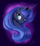 blue_body blue_fur blue_hair female feral fur hair horn looking_at_viewer solo silfoe friendship_is_magic hasbro my_little_pony mythology princess_luna_(mlp) equid equine mammal mythological_creature mythological_equine unicorn 2014 hi_res signature