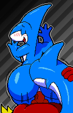 anal anal_penetration anthro blush bouncing_butt butt doggystyle duo first_person_view from_behind_position genitals knot knotted_penis looking_pleasured male male/male nude penetration penis sex tail tail_grab toongstar nimble_(toongstar) sora_(fursora) aquatic canid canine canis fish mammal shark wolf cel_shading digital_media_(artwork) shaded