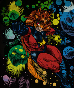 anthro big_breasts bodysuit breasts brown_hair clothing cosmic_background cosplay crossover_cosplay curvy_figure detailed_background female flying hair horn long_hair long_tail multicolored_body multicolored_scales orange_body orange_scales red_eyes scales skinsuit solo space space_background spiked_tail spikes spikes_(anatomy) tail tan_body tan_scales thick_thighs tight_clothing two_tone_body two_tone_scales voluptuous wide_hips banco goodbye_volcano_high ko_op_(game_developer) marvel captain_marvel rosa_(gvh) aquilops ceratopsian dinosaur marginocephalian ornithischian prehistoric_species reptile scalie 2024 5:6 crossover digital_drawing_(artwork) digital_media_(artwork) hi_res