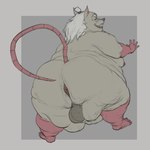 anthro anus backsack balls belly big_butt butt genitals grey_body male moobs nipples obese obese_male overweight overweight_male simple_background solo ranno_(artist) teenage_mutant_ninja_turtles master_splinter mammal murid murine rat rodent 2024 absurd_res hi_res