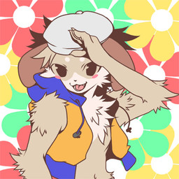 2000s_theme abstract_background anthro blush chest_tuft clothed clothing clothing_cord drawstring drawstring_topwear flat_cap flower fur hat headgear headwear hoodie looking_at_viewer male open_mouth open_smile plant smile solo tan_body tan_fur topwear tuft vest young young_anthro young_male tsubutekuro canid canine canis domestic_dog mammal 1:1 flat_colors low_res