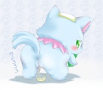 anus blush bodily_fluids butt female feral genital_fluids genitals glass green_eyes looking_back peeing peeing_into_container peeing_into_cup pussy simple_background solo tail text urine urine_in_cup urine_stream white_background suvaru jewelpet sanrio sega sega_fave milky_(jewelpet) canid canine canis chihuahua domestic_dog mammal toy_dog japanese_text