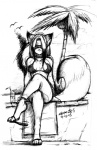 anthro beach bikini clothed clothing crossed_legs female flip_flops footwear heelpop loose_footwear outside sandals seaside shoe_dangle shoes skimpy solo swimwear tail thong tight_clothing two-piece_swimsuit underwear jesonite annie_(jeso) canid canine canis hybrid mammal wolf 2005 monochrome