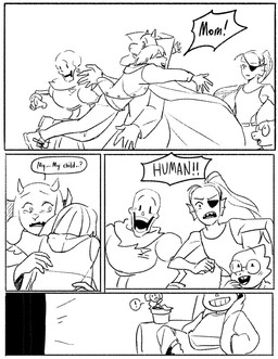 ambiguous_gender anthro bodily_fluids bone clothed clothing crying dialogue duo ear_fins eyewear female fin flower glasses group horn hug male narrowed_eyes open_mouth plant plant_pot reunion skeleton solo speech_bubble tears tears_of_joy text newnap undertale undertale_(series) alphys flowey_the_flower frisk_(undertale) papyrus_(undertale) sans_(undertale) toriel undyne animated_skeleton aquatic boss_monster_(undertale) bovid caprine elemental_creature fish flora_fauna flower_creature goat human humanoid mammal monster scalie undead comic english_text hi_res monochrome
