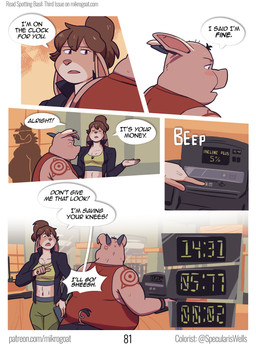 annoyed anthro bottomwear breasts brown_hair clothed clothed_anthro clothed_female clothed_male clothing cross-popping_vein dialogue duo female fur hair horn male overweight overweight_anthro overweight_male pink_body pink_fur pink_skin running shirt shorts speech_bubble tank_top text topwear treadmill mikrogoat basil_(mikrogoat) ruby_(mikrogoat) domestic_pig lagomorph leporid mammal rabbit suid suine sus_(pig) comic english_text hi_res url