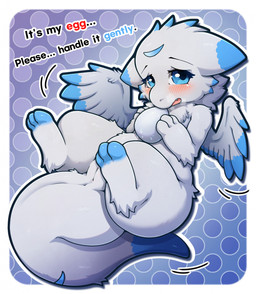 abstract_background anus blue_body blue_eyes blue_feet blue_fur blue_hair blue_tail blue_wings blush border breath dialogue digitigrade dipstick_ears dipstick_tail ear_markings egg feet female feral forehead_mark fur genitals hair holding_egg holding_object kemono looking_at_viewer lying markings multicolored_ears musk on_back open_mouth outline semi-anthro solo tail tail_markings teeth text thick_tail thick_thighs vulva white_body white_border white_fur white_hair white_legs white_outline white_tail white_wings wings young stickdora mythology jimmy_(jike1215) dragon furred_dragon furred_scalie mythological_creature mythological_scalie scalie english_text hi_res