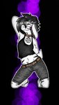 alternative_fashion anthro belt biped black_body black_clothing black_crop_top black_fur black_hair black_shirt black_tank_top black_topwear bottomwear brown_belt brown_collar clothed clothing collar crop_top female fur goth grey_bottomwear grey_clothing grey_horn grey_shorts hair horn inverted_pentacle kneeling male midriff occult_symbol outline pentacle purple_eyes shirt shorts simple_background smile solo symbol tank_top topwear white_body white_fur white_outline bovid caprine goat mammal aliasing digital_drawing_(artwork) digital_media_(artwork) full-length_portrait hi_res portrait shaded