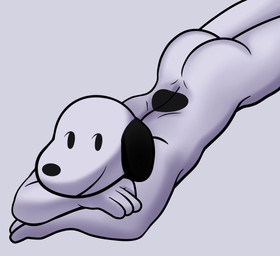 anthro butt lying male on_front solo lewdraru peanuts_(comic) snoopy canid canine canis domestic_dog mammal hi_res