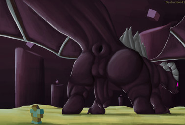 all_fours anus balls big_balls big_butt butt duo erection feral feral_focus genitals horn looking_back male puffy_anus purple_body purple_eyes size_difference solo_focus tail the_end_(minecraft) wings destruction21 microsoft minecraft mojang mythology xbox_game_studios dragon ender_dragon mythological_creature mythological_scalie scalie hi_res