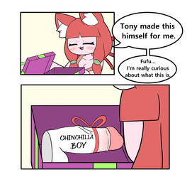 anthro bow_ribbon breasts christmas_present cleavage clothed clothing dialogue dildo eyelashes female gift hair holidays inner_ear_fluff red_clothing red_hair red_robe robe sex_toy solo speech_bubble text tuft white_inner_ear_fluff tonytoran christmas erica_(tonytoran) domestic_cat felid feline felis mammal comic english_text hi_res