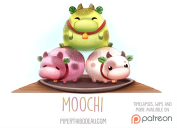 ambiguous_gender beady_eyes black_eyes collar cowbell eyes_closed feral food group horn humor leaf mochi plate pun text visual_pun piper_thibodeau bovid bovine cattle food_creature mammal digital_media_(artwork) digital_painting_(artwork) english_text painting_(artwork) url