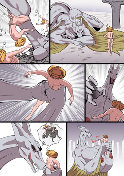 anthro aroused aroused_face aroused_smile big_breasts bottomwear breasts clothed clothing extreme_size_difference female female_penetrated imminent_rape imminent_sex interspecies larger_female loincloth male male/female male_penetrating male_penetrating_female muscular muscular_female penetration sex sharp_teeth size_difference tail teeth thick_thighs topless lemonbizate elden_ring fromsoftware mythology ancient_dragon_lansseax tarnished_(elden_ring) torrent_(elden_ring) dragon equid equine human mammal mythological_creature mythological_scalie scalie colored comic hi_res