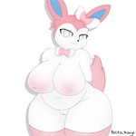 anthro anthrofied areola big_breasts bow_ribbon breasts female fur genitals looking_at_viewer multicolored_body multicolored_fur nipples nude pink_areola pussy simple_background slightly_chubby solo thick_thighs white_background white_body wide_hips blista_kanjo nintendo pokemon eeveelution generation_6_pokemon pokemon_(species) sylveon 1:1 2025 digital_drawing_(artwork) digital_media_(artwork) hi_res shaded