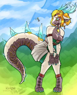 anthro anthrofied antlers bent_over big_tail biped blonde_hair blue_antlers breasts cleavage clothed clothing dress duo female female_focus hair horn jewelry knock-kneed larger_female long_tail macro male mid_transformation necklace size_difference solo_focus species_transformation spiked_tail spikes spikes_(anatomy) tail thick_tail transformation kiit0s mythology nintendo tears_of_the_kingdom the_legend_of_zelda light_dragon_(totk) link princess_zelda dragon humanoid hylian mythological_creature mythological_scalie scalie hi_res