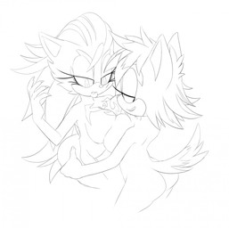 anthro big_breasts breast_squish breasts breasts_frottage butt comparing comparing_breasts duo female huge_breasts nude squish ravrous sega sonic_the_hedgehog_(series) fan_character eulipotyphlan hedgehog mammal 2016 hi_res monochrome