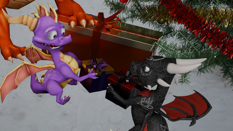 christmas_tree female feral gift group happy holidays male male/female open_mouth plant snow tattoo tree trio wings dragonaurix activision christmas mythology spyro_the_dragon the_legend_of_spyro cynder ignitus spyro dragon mythological_creature mythological_scalie scalie 16:9 3d_(artwork) digital_media_(artwork) hi_res widescreen