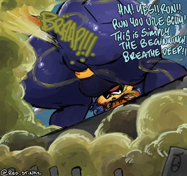 angry anthro butt camel_toe clothing detective fangs fart fart_cloud fart_torture female latina police police_uniform solo teeth uniform yelling yelling_at_another crimson_2020 sly_cooper_(series) sony_corporation sony_interactive_entertainment sucker_punch_productions carmelita_fox canid canine fox mammal true_fox hi_res