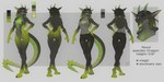 abs anthro black_nipples breasts butt clothed clothing female front_view green_body hair horn long_ears long_hair long_tail looking_at_viewer mouth_shot multicolored_body nipples nude one_eye_closed open_mouth rear_view solo tail text tongue tongue_out two_tone_body wink winking_at_viewer ansart mythology roxxi_(phyroxis) dragon mythological_creature mythological_scalie scalie absurd_res english_text hi_res model_sheet