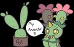 cactus exclamation_point happy horn open_mouth plant simple_background solo speech_bubble text oagoner nintendo pokemon elemental_creature flora_fauna generation_5_pokemon maractus pokemon_(species) alpha_channel english_text